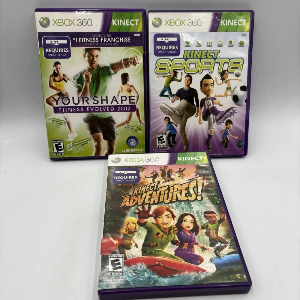 Xbox 360 3 Kinect Games Kinect Adventures Your Shape Fitness Evolve Sports